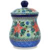 Polmedia Polish Pottery Jar with Lid UNIKAT - Red Jackmanii Pattern Handmade in Boleslawiec Poland by Ceramika Artystyczna + Certificate of Authenticity view 3