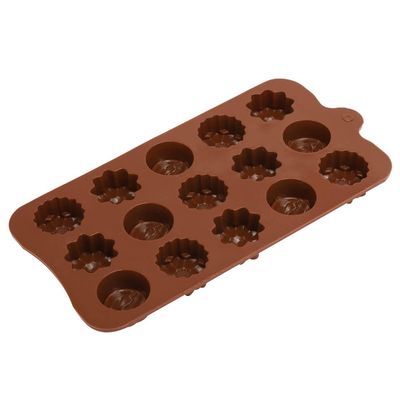2Pcs 15-Grid Beautiful Flower Cake, Baking Shape Silicone Cake Chocolate DIY Baking Tool Accessory