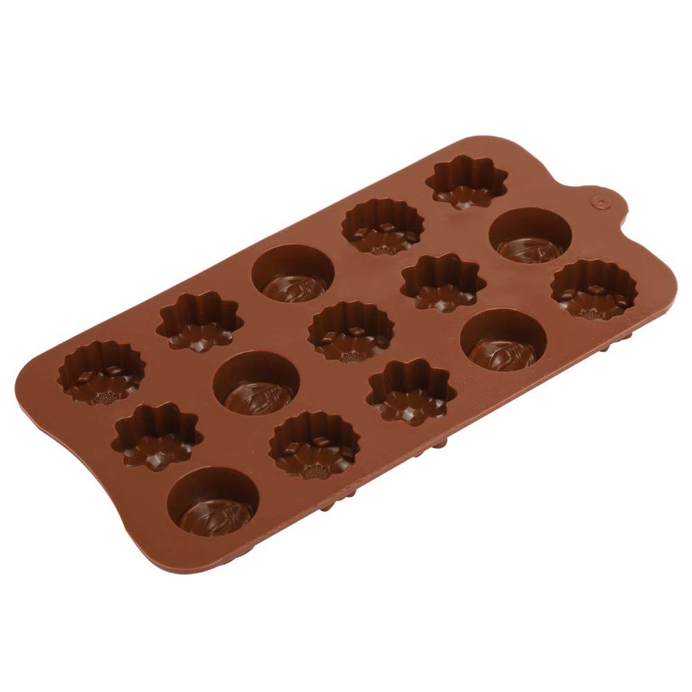 2Pcs 15-Grid Beautiful Flower Cake, Baking Shape Silicone Cake Chocolate DIY Baking Tool Accessory
