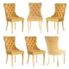 BEIDOR Golden Velvet Dining Chairs Set of 6,Tufted Dining Chairs with Nailhead Trim,Upholstered Dining Chair with Gold Metal Legs for Kitchen,Dining Room,Living Room view 1