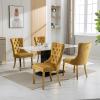 BEIDOR Golden Velvet Dining Chairs Set of 6,Tufted Dining Chairs with Nailhead Trim,Upholstered Dining Chair with Gold Metal Legs for Kitchen,Dining Room,Living Room view 4