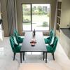 BEIDOR Green Velvet Dining Chairs Set of 6,Tufted Dining Chairs with Nailhead Trim,Upholstered Dining Chair with Black Wood Legs for Kitchen,Dining Room,Living Room view 2