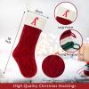 VRFASHION Christmas Stockings with Initials, Letter N Embroidered Xmas Stockings, 18" Large Monogram Knitted Xmas Stocking, Christmas Party Fireplace Family Hanging Stocking Decorations 1Pcs White-Red view 2