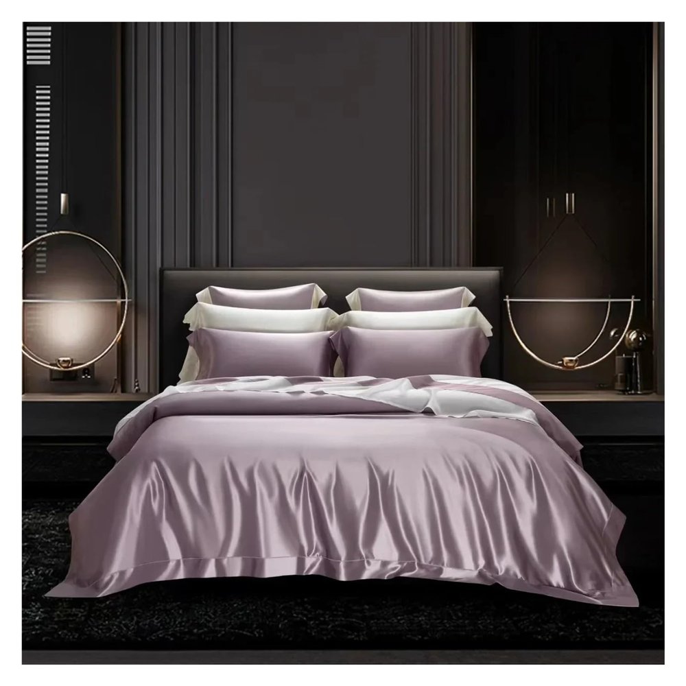 GLAMDIA Luxury Silk Bedding Set Mulberry Silk Fabric Bed Sheet/Pillow Case/Quilt Cover Solid Color,Bed