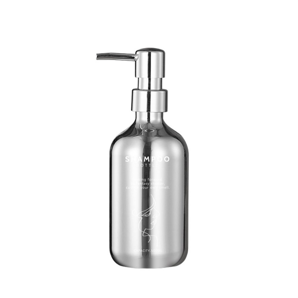 PBENO Soap Dispenser Silver Electroplated Mirror Push Lotion Dispenser Bathroom Hand Soap Shampoo Body Wash Replacement Bottle Bathroom Soap Dispenser(Shampoo)