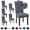Sufdari Dining Room Chair Covers Set of 6, Gray Chair Covers for Dining Chairs, Non-Slip Spandex Kitchen Parsons Chair Covers, Stretch Dining Chair Slipcovers for Dining Room, Hotel (Extra Large) view 1