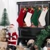 VRFASHION Christmas Stockings with Initials, Letter J Embroidered Xmas Stocking, 18" Large Monogram Knitted Xmas Stocking, Christmas Party Fireplace Family Hanging Stocking Decoration 1Pcs White-Green view 4