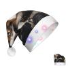HQaxsfQxnr Santa Hat with LED Lights Christmas Hat for Adult Dog Holding Camera Santa Hats Light Up Xmas Hats for Party Holiday view 1