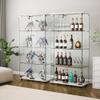 KUVADAZ Glass Display Cabinet, Glass Cabinet with 4 Shelves and Lock, 2-Door Floor Standing Curio Cabinets, Clear Bookshelf Collection Display Case for Living Room Bedroom Office (White) view 3