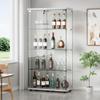 KUVADAZ Glass Display Cabinet, Glass Cabinet with 4 Shelves and Lock, 2-Door Floor Standing Curio Cabinets, Clear Bookshelf Collection Display Case for Living Room Bedroom Office (White) view 4