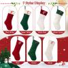 VRFASHION Christmas Stockings with Initials, Letter W Embroidered Xmas Stocking, 18" Large Monogram Knitted Xmas Stocking, Christmas Party Fireplace Family Hanging Stocking Decoration 1Pcs Green-White view 4
