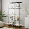 KUVADAZ Glass Display Cabinet, Glass Cabinet with 4 Shelves and Lock, 1-Door Floor Standing Curio Cabinets, Clear Bookshelf Collection Display Case for Living Room Bedroom Office (Black) view 3