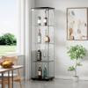 KUVADAZ Glass Display Cabinet, Glass Cabinet with 4 Shelves and Lock, 1-Door Floor Standing Curio Cabinets, Clear Bookshelf Collection Display Case for Living Room Bedroom Office (Black) view 4