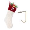 VRFASHION Christmas Stockings with Initials, Letter D Embroidered Xmas Stockings, 18" Large Monogram Knitted Xmas Stocking, Christmas Party Fireplace Family Hanging Stocking Decorations 1Pcs White-Red view 1