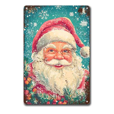 Aluminum Metal Sign Vintage Santa Claus Retro Aluminum Tin Sign For Living Room Office Decoration Bathroom Retro Store Cafe 8.00"x12.00"