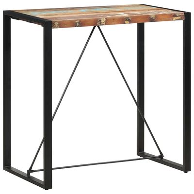 GROSERY Bar Table 43.3"x23.6"x43.3" Solid Reclaimed Wood,Industrial Kitchen Bar Table: Rustic Reclaimed Wood and Steel Dining Table for Small Spaces Dining Room Tables