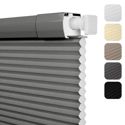 Sulugood No Drill No Tools Light Filtering Cellular Shades Cordless Honeycomb Blinds Pull Down Window Blinds Easy to Install for Windows Thermal Insulated Noise Reduction,Gray,25" W x 80" H