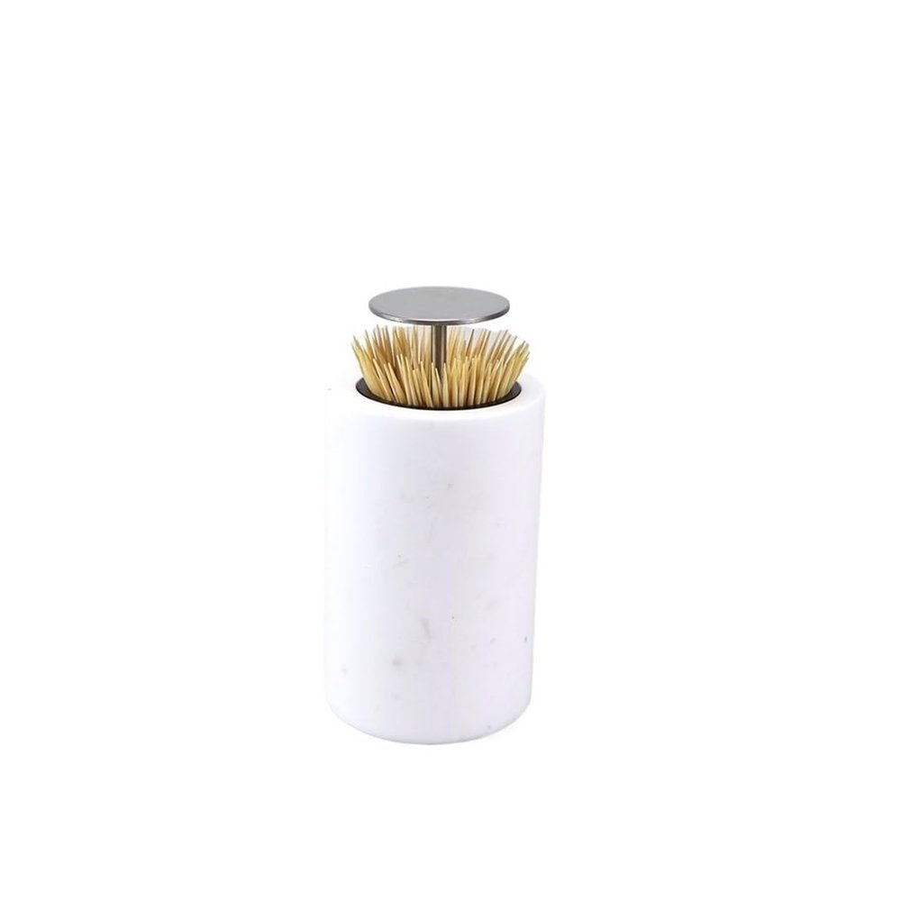 SENBAILU Toothpick Holder Marble Toothpick Holder Toothpick Box Automatic Pop-up Push-Type Home Use Toothpick Holder Dispenser(1)