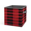 Red Black Buffalo Check Plaid Pattern Printing Storage Basket Folding Storage Bins Fabric Cube Organizer With Handle For Closet Utility Room view 1