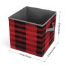 Red Black Buffalo Check Plaid Pattern Printing Storage Basket Folding Storage Bins Fabric Cube Organizer With Handle For Closet Utility Room view 2