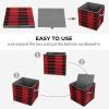 Red Black Buffalo Check Plaid Pattern Printing Storage Basket Folding Storage Bins Fabric Cube Organizer With Handle For Closet Utility Room view 4