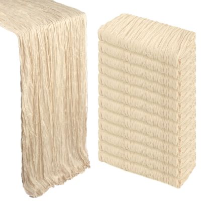 12 Pack Beige Cheesecloth Table Runner 10Ft Gauze Cheese Cloth Table Runner 35x120 Inch Boho Sheer Rustic Fabric for Party Decor Baby Shower Wedding Holiday Decorations