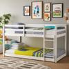 PVWIIK Bunk Bed Twin Over Twin with Ladder & Safety Guard Rails,Solid Wood Bunk Bed Frame for Kids,No Box Spring Needed, White view 1