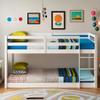 PVWIIK Bunk Bed Twin Over Twin with Ladder & Safety Guard Rails,Solid Wood Bunk Bed Frame for Kids,No Box Spring Needed, White view 3