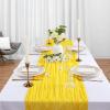 12 Pack Lemon Yellow Cheesecloth Table Runner 10Ft Gauze Cheese Cloth Table Runner 35x120 Inch Boho Sheer Rustic Fabric for Party Decor Baby Shower Wedding Centerpiece Home Table Decorations view 3