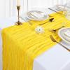 12 Pack Lemon Yellow Cheesecloth Table Runner 10Ft Gauze Cheese Cloth Table Runner 35x120 Inch Boho Sheer Rustic Fabric for Party Decor Baby Shower Wedding Centerpiece Home Table Decorations view 4