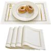 Aoztio Burlap Placemats Set of 4, 12 x 18 Inch Rustic Geometric Hollow Place Mats, Heat Resistant Placemats for Farmhouse Kitchen Table Decor, Off White 4PCS view 1