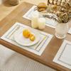 Aoztio Burlap Placemats Set of 4, 12 x 18 Inch Rustic Geometric Hollow Place Mats, Heat Resistant Placemats for Farmhouse Kitchen Table Decor, Off White 4PCS view 3