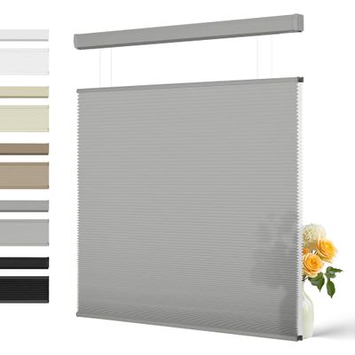 BERISSA Top Down Bottom Up Light Filtering Cellular Shades,Cordless Honeycomb Blinds for Windows,Window Blinds with Thermal Insulated UV Protection. Easy to Install.Grey.51 W x 80" H