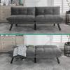 Anwick Modern Futon Couch Bed Sofa: Velvet Fabric Quick Folding Armrest Space-Saving Convertible 2 Seater Loveseat for Living Room Bedroom Small Rooms Apartment (Grey) view 3