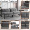 Anwick Modern Futon Couch Bed Sofa: Velvet Fabric Quick Folding Armrest Space-Saving Convertible 2 Seater Loveseat for Living Room Bedroom Small Rooms Apartment (Grey) view 4