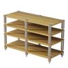 4-Tier AV Media Stand Audio-video CD Rack Stereo Game Console Organizer Component Storage Cabinet Record Player Shelving TV Dvd Holder Stands Wooden Shelf for Rec Room Gaming Entertainment Center(Ligh view 1