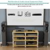 4-Tier AV Media Stand Audio-video CD Rack Stereo Game Console Organizer Component Storage Cabinet Record Player Shelving TV Dvd Holder Stands Wooden Shelf for Rec Room Gaming Entertainment Center(Ligh view 3