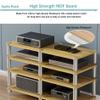 4-Tier AV Media Stand Audio-video CD Rack Stereo Game Console Organizer Component Storage Cabinet Record Player Shelving TV Dvd Holder Stands Wooden Shelf for Rec Room Gaming Entertainment Center(Ligh view 4