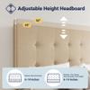 Allewie Upholstered King Size Platform Bed Frame with 4 Storage Drawers and Headboard, Square Stitched Button Tufted, Mattress Foundation with Wooden Slats Support, No Box Spring Needed, Beige view 4