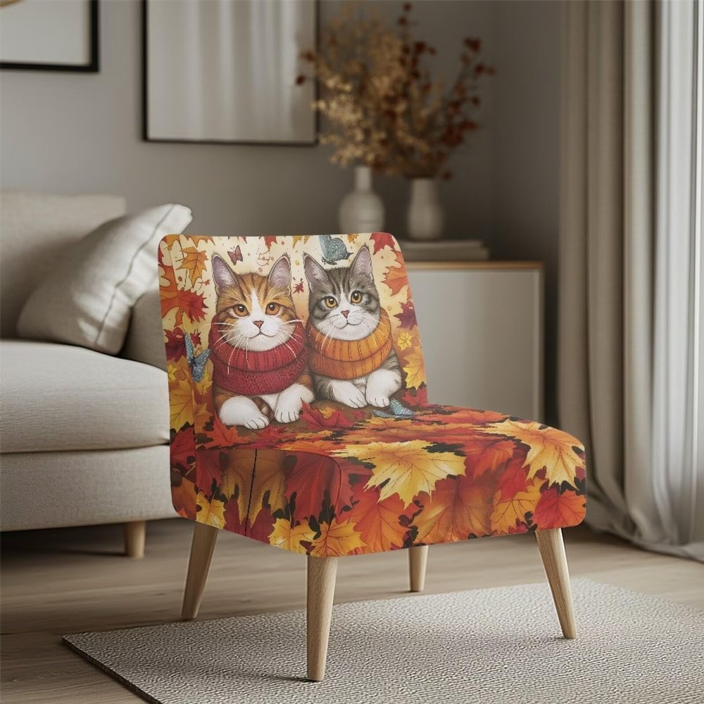 Armless Accent Chair Cover Stretch Fat Cat Slipcover Removable Christmas Decorations Cover for Accent Chair Without Arms Furniture Protector for Living Dining Room