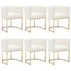 BESTANO Faux Leather Dining Chairs Set of 6 Modern Barrel Arm Chairs with Golden Metal Frame, Upholstered Kitchen Chairs 18.5" Wide Accent Chairs for Living Room Dining Room Restaurant, White view 1