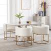 BESTANO Faux Leather Dining Chairs Set of 6 Modern Barrel Arm Chairs with Golden Metal Frame, Upholstered Kitchen Chairs 18.5" Wide Accent Chairs for Living Room Dining Room Restaurant, White view 2