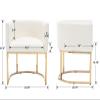 BESTANO Faux Leather Dining Chairs Set of 6 Modern Barrel Arm Chairs with Golden Metal Frame, Upholstered Kitchen Chairs 18.5" Wide Accent Chairs for Living Room Dining Room Restaurant, White view 3