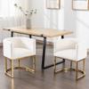 Bestan Velvet Dining Chair Set of 2 Modern Barrel Arm Chairs with Golden Frame, Upholstered Kitchen Accent Chairs 18.5" Wide for Living Room Dining Room Restaurant, Beige view 1