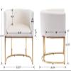 Bestan Velvet Dining Chair Set of 2 Modern Barrel Arm Chairs with Golden Frame, Upholstered Kitchen Accent Chairs 18.5" Wide for Living Room Dining Room Restaurant, Beige view 2