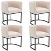 BESTANO Linen Fabric Dining Chairs Set of 4 Modern Barrel Arm Chairs with Black Frame Upholstered Kitchen Chairs 18.5" Wide Accent Chairs for Living Room Dining Room Restaurant, Cream view 1