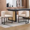 BESTANO Linen Fabric Dining Chairs Set of 4 Modern Barrel Arm Chairs with Black Frame Upholstered Kitchen Chairs 18.5" Wide Accent Chairs for Living Room Dining Room Restaurant, Cream view 2