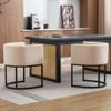 BESTANO Linen Fabric Dining Chairs Set of 4 Modern Barrel Arm Chairs with Black Frame Upholstered Kitchen Chairs 18.5" Wide Accent Chairs for Living Room Dining Room Restaurant, Cream view 4