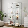 MTFY Floor Standing Glass Display Cabinet with 4 Shelves, 64.7" Glass Cabinet Bookshelf Display Case for Toys, Trophy, Living Room, Bedroom (1 Door, White, Lock) view 2