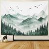 Amonercvita Misty Mountain Forest Tapestry Watercolor Nature Landscape Tapestry Aesthetic Foggy Forest Trees Tapestries Wall Hanging Green Woodland Scenery Backdrop for Bedroom view 1